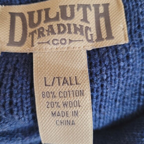 Duluth Trading Co Men's Brigadier Shawl Collar Sweater L Tall Blue Preppy - Picture 3 of 15